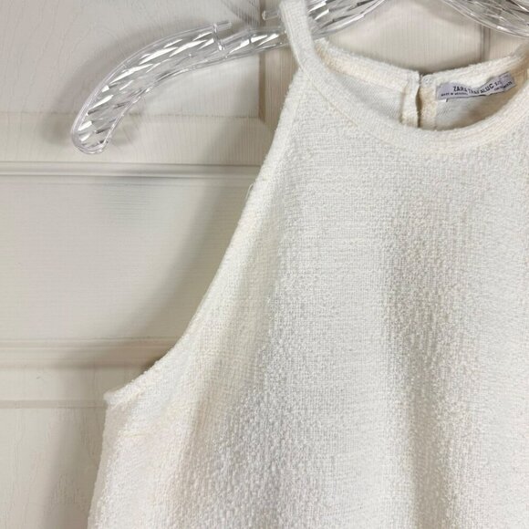Zara‎ Trafaluc Womens White Black Fringe Halter Top Size Small - Picture 6 of 10